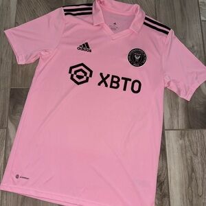 Adidas Pink and Black Soccer Jersey